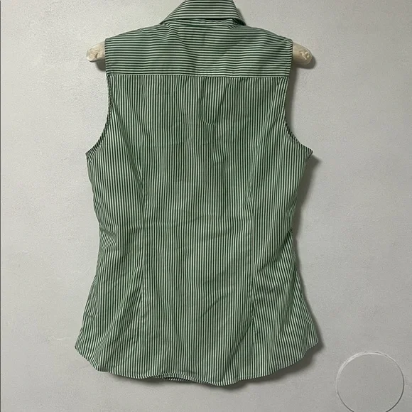 Banana Republic Green Striped Sleeveless Button Down Shirt - Picture 3 of 9